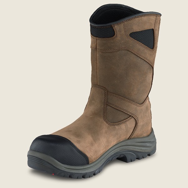 Red Wing Safety Bot Erkek - Trades - 10-Inch Waterproof Toe Pull-On - Kahverengi/Siyah - 37PEMSGHD